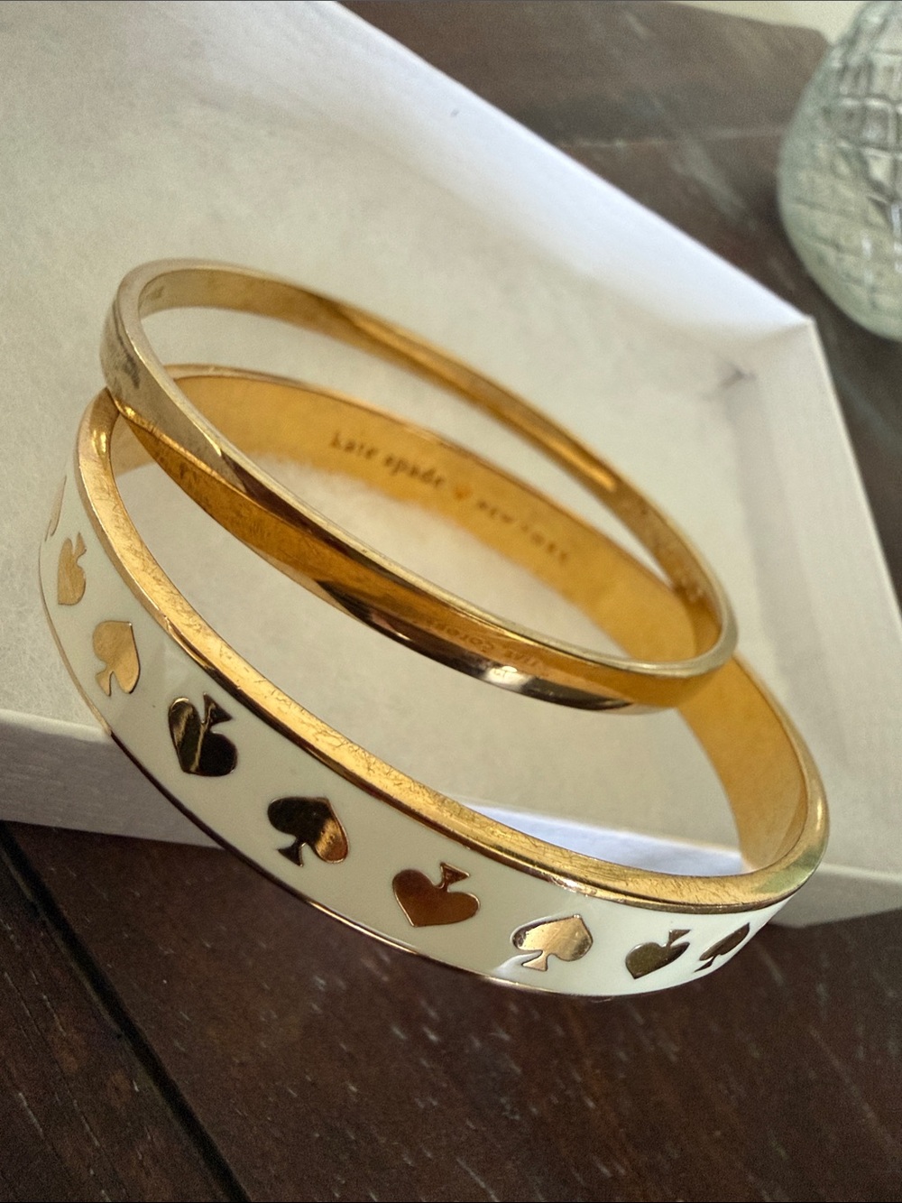 kate spade Gold and White Spade Enamel Bangle Set